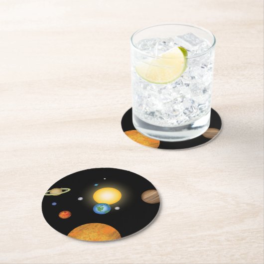 Solar System Planets in Deep Dark Space Cosmic Ronde Kartonnen Onderzetter (Insitu)