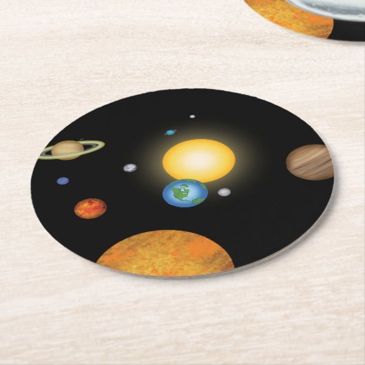 Solar System Planets in Deep Dark Space Cosmic Ronde Kartonnen Onderzetter (Gebogen)