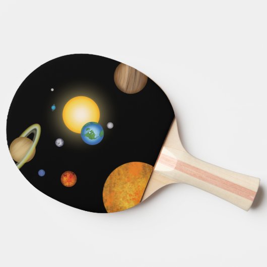 Solar System Planets in Deep Dark Space Cosmic Tafeltennisbatje (Zijkant)