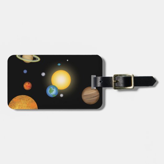 Solar System Planets in Deep Dark Space Custom Bagagelabel (Voorkant horizontaal)