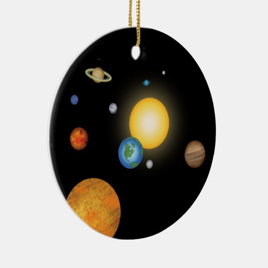 Solar System Planets in Deep Dark Space Custom Keramisch Ornament (Rechts)
