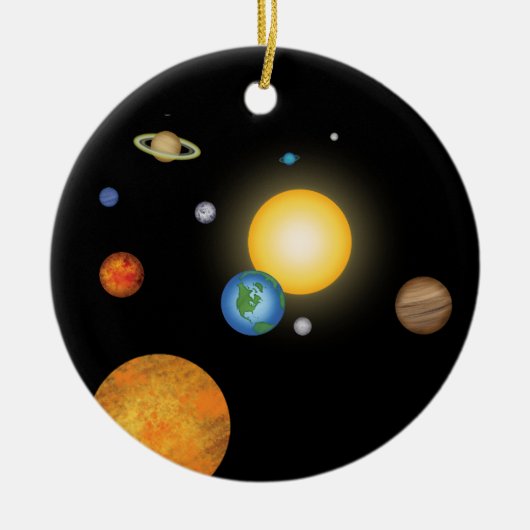 Solar System Planets in Deep Dark Space Custom Keramisch Ornament (Voorkant)