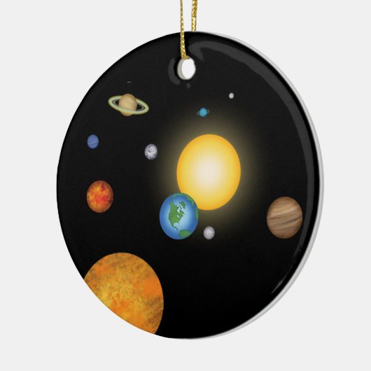 Solar System Planets in Deep Dark Space Custom Keramisch Ornament (Links)