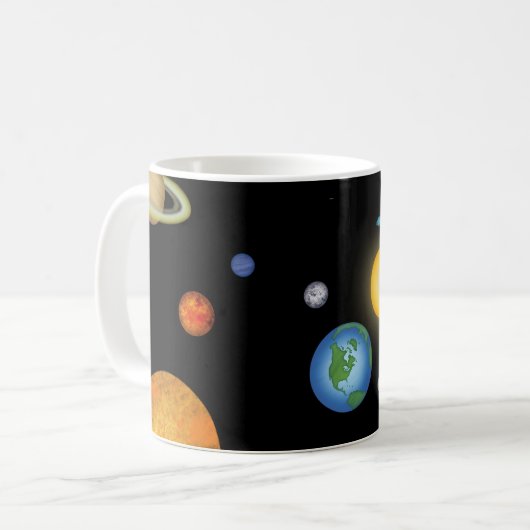 Solar System Planets in Deep Dark Space Koffiemok (Voorkant links)