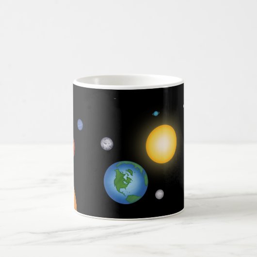 Solar System Planets in Deep Dark Space Koffiemok (Center)
