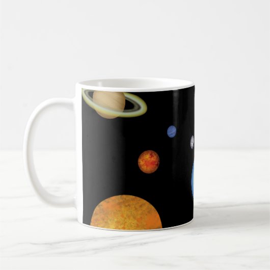 Solar System Planets in Deep Dark Space Koffiemok (Links)