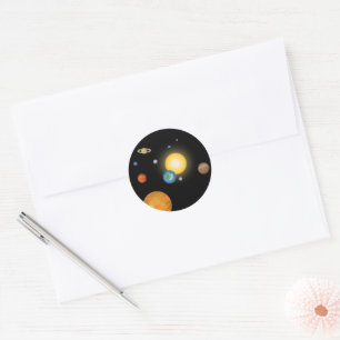 Solar System Planets in Deep Dark Space Ronde Sticker