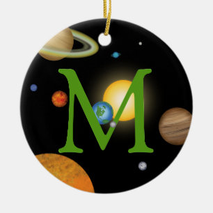Solar System Planets in Space Monogramed Custom Keramisch Ornament