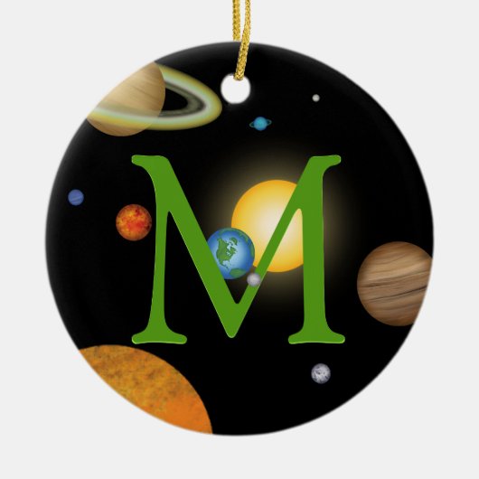 Solar System Planets in Space Monogramed Custom Keramisch Ornament (Voorkant)