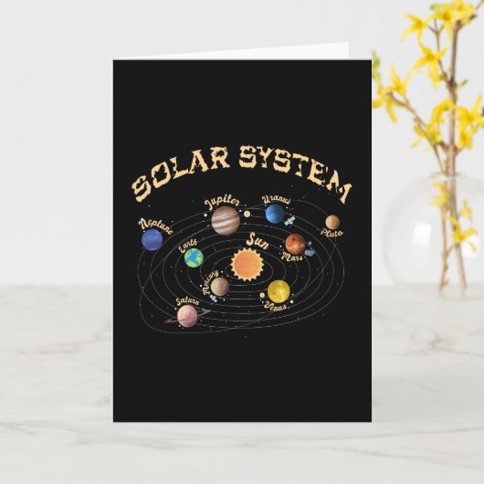 Solar System Planets Kids Knowledge Outer Space Kaart (Gele Bloem)