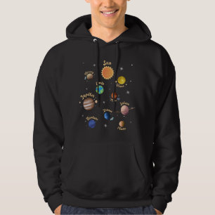 Solar System Planets Kids Knowledge Outer Space T- Hoodie