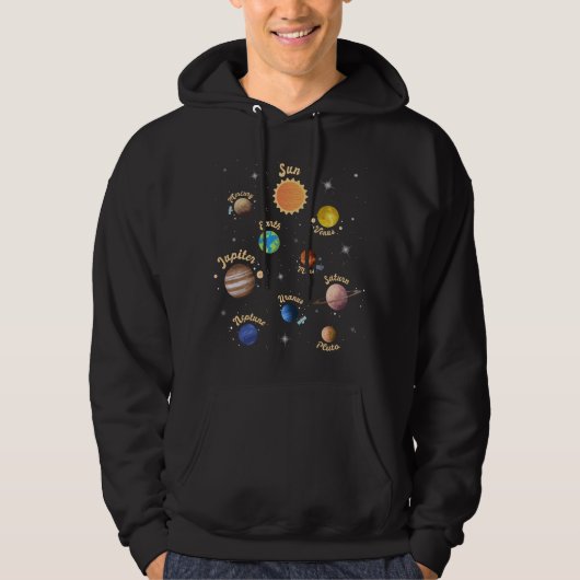 Solar System Planets Kids Knowledge Outer Space T- Hoodie (Voorkant)