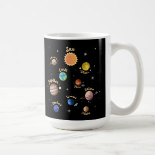 Solar System Planets Kids Knowledge Outer Space T- Koffiemok