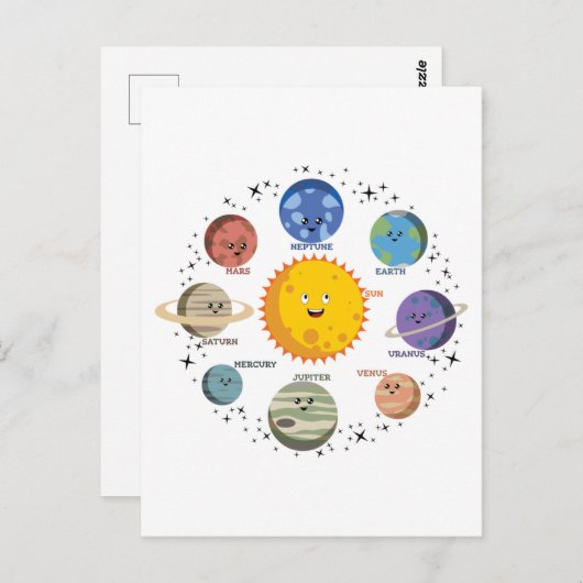 Solar System Planets Outer Space Galaxy Universe Briefkaart (Voorkant / Achterkant)