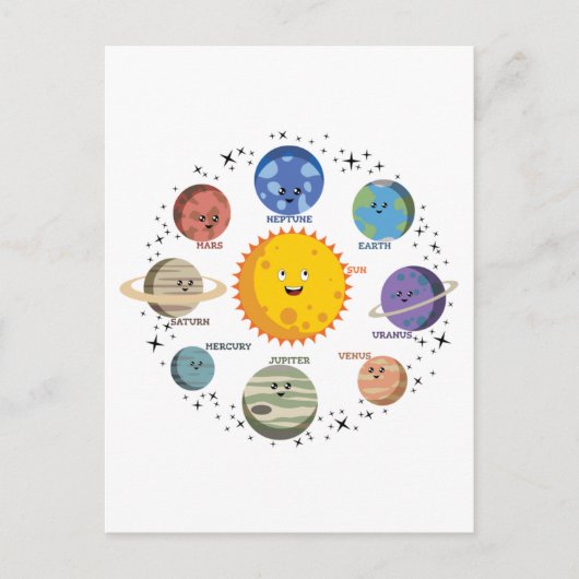 Solar System Planets Outer Space Galaxy Universe Briefkaart (Voorkant)
