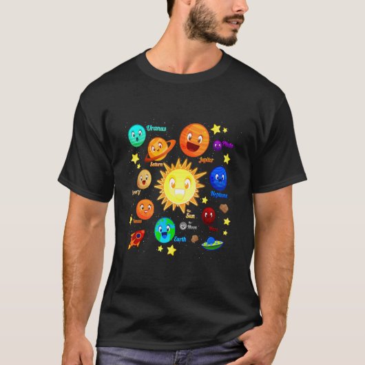 Solar System Planets Science Space Boys Girls Kids T-shirt (Voorkant)