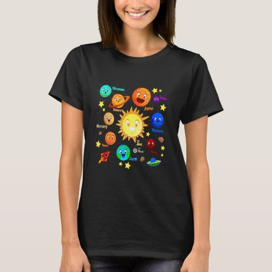 Solar System Planets Science Space Boys Girls Kids T-shirt (Voorkant)