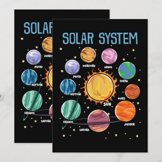 Solar System Planets Science Space Boys Girls STEM Kaart (Voorkant / Achterkant)