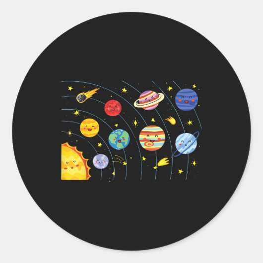 Solar System Planets Science Space Boys Girls Stem Ronde Sticker (Voorkant)