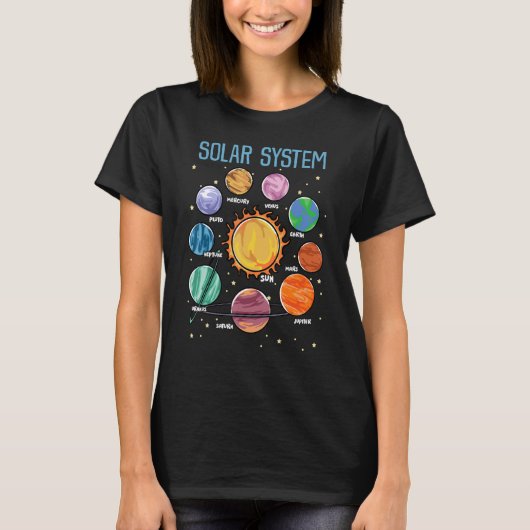 Solar System Planets Science Space Boys Girls STEM T-shirt (Voorkant)