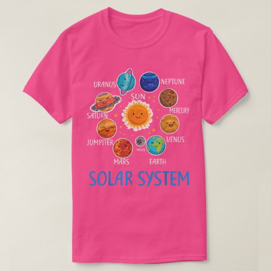 Solar System Planets Science Space Boys Girls STEM T-shirt (Design voorkant)