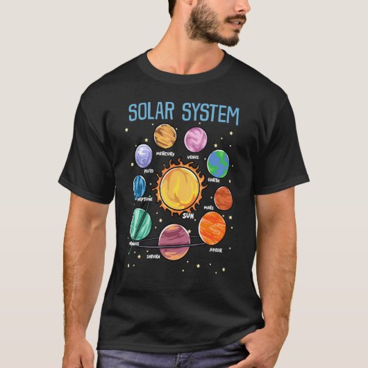 Solar System Planets Science Space Boys Girls Stem T-shirt (Voorkant)