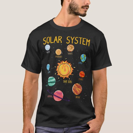 Solar System Planets Science Space Boys Girls Stem T-shirt (Voorkant)