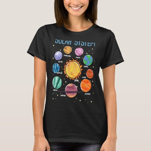 Solar System Planets Science Space Boys Girls Stem T-shirt (Voorkant)