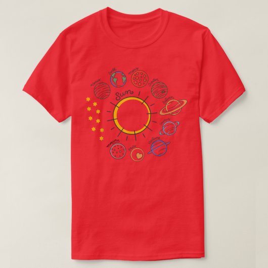 Solar System Planets Science Space Boys Girls T-shirt (Design voorkant)