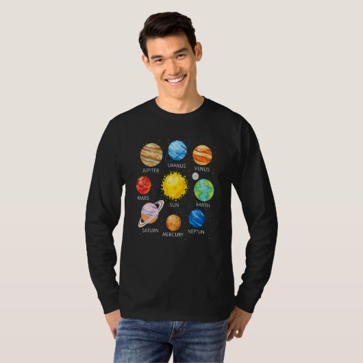 Solar System Planets Science Space Galaxy Universe T-shirt (Voorkant volledig)