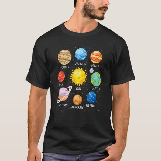 Solar System Planets Science Space Galaxy Universe T-shirt (Voorkant)