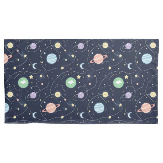 Solar System Planets Seamless Pattern Kussensloop (Voorkant-Links)
