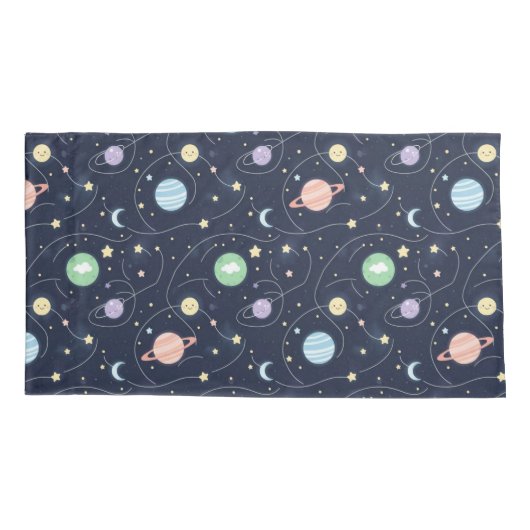 Solar System Planets Seamless Pattern Kussensloop (Achterkant-Links)