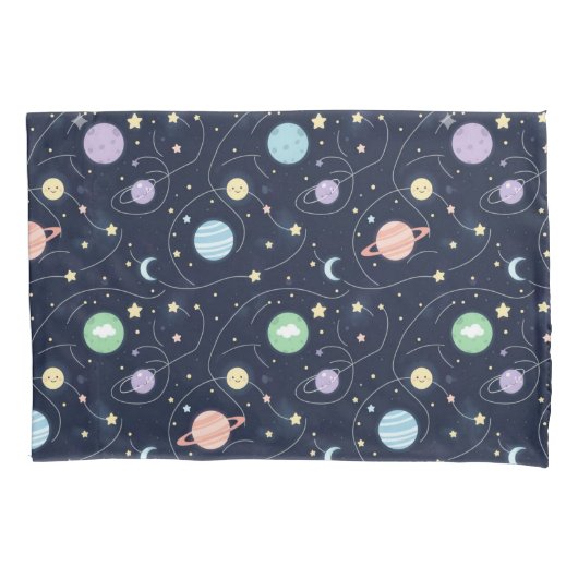Solar System Planets Seamless Pattern Kussensloop (Voorkant-Links)