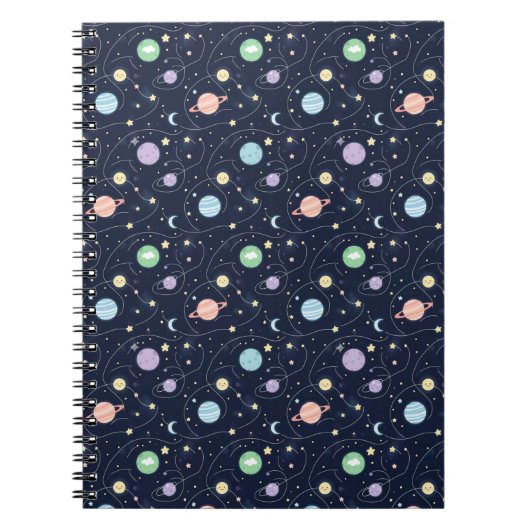 Solar System Planets Seamless Pattern Notitieboek (Voorkant)