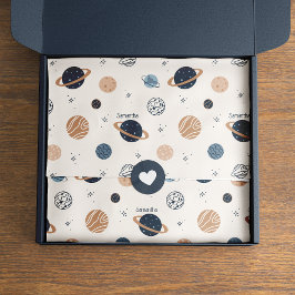 Solar System Planets Sketch Pattern Decoupage Tissuepapier