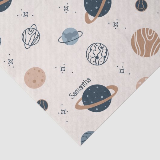 Solar System Planets Sketch Pattern Decoupage Tissuepapier (Detail)