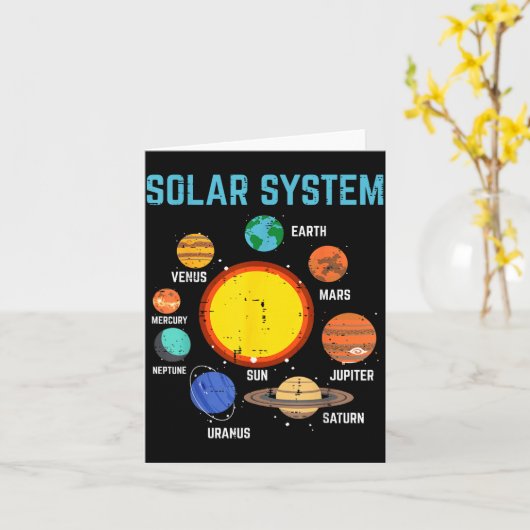 Solar System Sun Planets Galaxy Astronomy Men Wome Kaart (Gele Bloem)