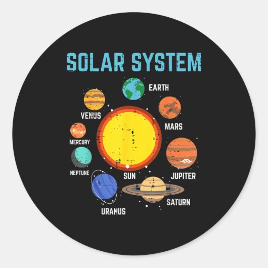 Solar System Sun Planets Galaxy Astronomy Men Wome Ronde Sticker (Voorkant)