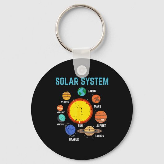 Solar System Sun Planets Galaxy Astronomy Men Wome Sleutelhanger (Voorkant)