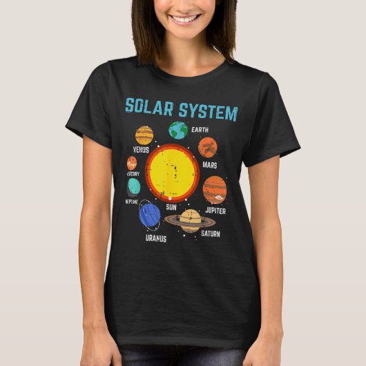 Solar System Sun Planets Galaxy Astronomy Men Wome T-shirt (Voorkant)