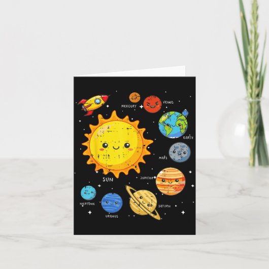 Solar System Sun Planets Rocket Space Galaxy Kids Kaart (Voorkant)