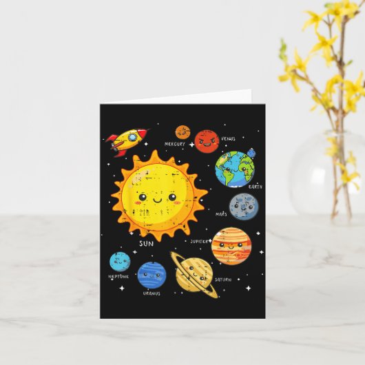 Solar System Sun Planets Rocket Space Galaxy Kids Kaart (Gele Bloem)