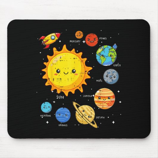 Solar System Sun Planets Rocket Space Galaxy Kids Muismat (Voorkant)
