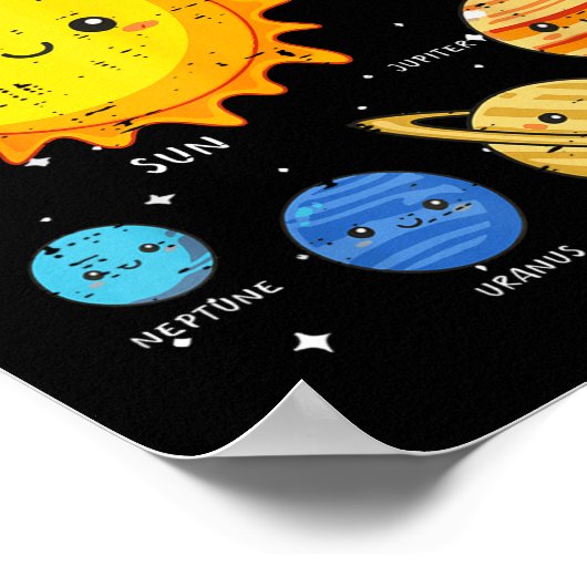 Solar System Sun Planets Rocket Space Galaxy Kids  Poster (Hoek)