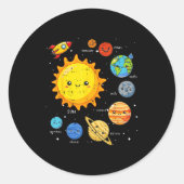 Solar System Sun Planets Rocket Space Galaxy Kids  Ronde Sticker (Voorkant)