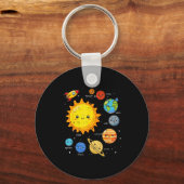 Solar System Sun Planets Rocket Space Galaxy Kids Sleutelhanger (Voorkant)