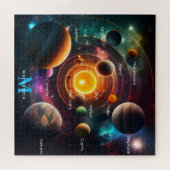 Solar System Symphony: Een elegante hemelse dans Legpuzzel (Horizontaal)
