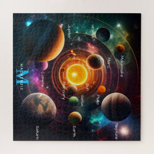 Solar System Symphony: Een elegante hemelse dans Legpuzzel (Horizontaal)