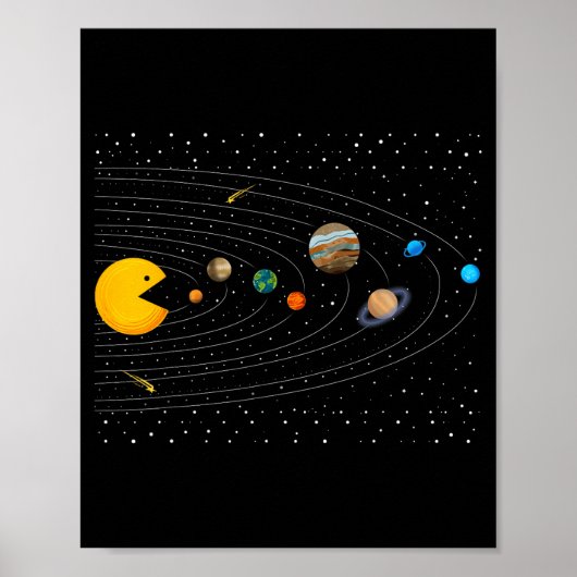 Solar System Video Game Funny Graphic Tees Planet Poster (Voorkant)